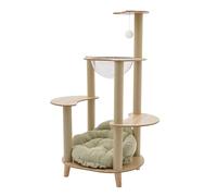 Arbre à chat - Cadre d'escalade stable avec capsule acrylique et canapé-lit - Convient pour salon et chambre à coucher - Couleur bois