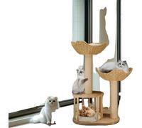 Arbre à chat, centre d'activité à trois niveaux, couchage en peluche, BLANC