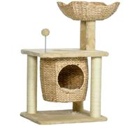 Arbre à Chat Centre d'activités 45 x 40 x 74 cm Repos et Jeu Niche Cocon Moelleux épuré Contemporain Salon en sisal Beige 21_0007699