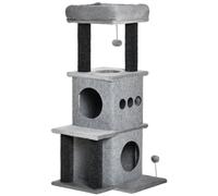 Arbre À Chat Centre D'activités Griffoirs Jeu Boule Suspendue Et À Ressort 2 Niches Housses Amovibles Plateformes Gris