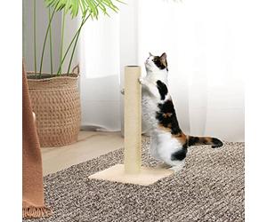 Arbre à chat classique de 22 x 22 x 45 cm en peluche avec colonne en sisal, doux et résistant aux rayures pour un plaisir sans fin à gratter votre chat, instructions de montage incluses (français non