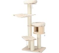 Arbre à chat COSTWAY, 174 cm Arbre à chat en bois massif, plusieurs étages avec colonnes à griffer, grotte, perchoir en peluche, hamac & balles en peluche, arbre à grimper, maison pour chats, meubles