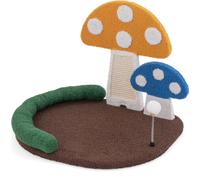 Arbre à chat COSTWAY aspect champignon, arbre à chat avec lit pour chat, griffoir en sisal, balle en plumes & repose-tête, arbre à grimper Meubles pour chats en bois 59x49x43cm Coloré