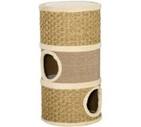 Pawhut Tonneau griffoir Arbre à chat – sisal naturel, peluche, 37,5×37,5×70 cm, kaki/marron