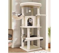 Arbre à chat d'angle - LEVYS - 130 cm - Pour 3-4 gros chats - Plateforme 45x45 cm - Niche incurvée 33x33 cm