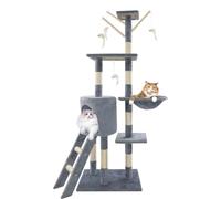 Arbre à chat de 139 cm, tour de chat à plusieurs niveaux avec griffoirs, 4 perches confortables, centre d'activités pour chats d'intérieur, base 50 x 35 cm