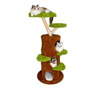 Arbre à Chat de Hauteur de 148 cm - BingoPaw - Centre d'activités pour Chats avec 2 Plateformes et 3 Niches - Vert et Marron