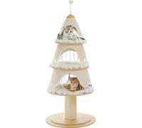 Arbre à chat de Noël, 3 appartements confortables, design à plusieurs étages, colonne à griffer en sisal, AMT0260WE, L