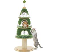 Arbre à chat de Noël, 3 appartements confortables, design à plusieurs étages, colonne à griffer en sisal, AMT0260GN, L