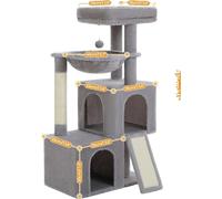 Arbre à chat, design 4 étages, appartements confortables et hamac, AMT0282GY, L