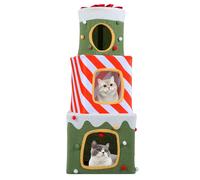 Arbre à chat design 49 x 49 x 120 cm 3 condos cachettes ludiques ambiance cosy
