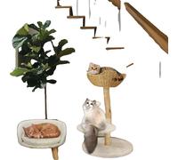 Arbre à chat, design à trois couches, capacité de charge jusqu'à 10 kg, bois et blanc
