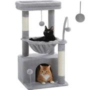 Arbre à chat, design à trois couches, construction en bois, AMT0211GY, M