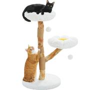 Arbre à chat, design à trois niveaux, plates-formes florales, AMT0306WE, XS(alt)