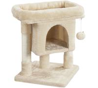 Arbre à Chat Design avec Niche et Plate-forme - YAHEETECH - Modèle Beige - Petit - A monter soi-même