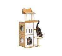 Arbre à chat design contemporain blanc hêtre clair