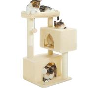 Arbre à chat, design trois couches, matériau bois, espace rembourré, AMT0237BG, M