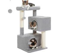 Arbre à chat, design trois couches, matériau bois, espace rembourré, AMT0237GY, M