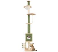 Arbre à Chat du Sol au Plafond 39 x 39 x 218-253 cm réglable et Confort Optimal Vintage en Panneau Composite Vert et Marron 20_0010114