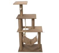 Arbre à Chat Modèle Natural Elm - Naturel, 60x40x118,5cm, Troncs revêtus de sisal, Soulage Le Besoin de grattage du Chat, avec hamac en Peluche, Corde de Jeu et balles de Jeu