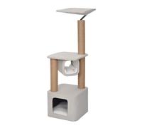 EBI, Arbre à Chat Okinawa 37x37x121 cm Blanc, Arbre à Chat de Design néerlandais, Inspiré du Concept Japonais Zen, avec hamac pour se détendre, Housse de hamac Lavable, Tissu avec Mousse Confortable