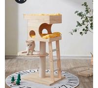 Arbre à chat élégant et moderne - Tour d'intérieur parfaite pour le plaisir, le repos et les griffures - Colonne à gratter durable - Meubles pour animaux de compagnie de taille moyenne