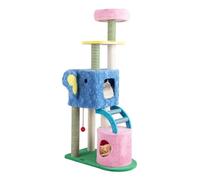Arbre à Chat éléphant avec 2 grottes et échelle Tour à Chat 154 x 75 x 40 cm Confort et Jouets Suspendus en Bois Multicolore 20_0010177