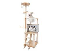 Arbre à chat en bois, 50 x 40 x 135 cm, pour l'intérieur, grimpeur avec maison pour chat, plate-forme, lit et capsules spatiales, pour chatons, grands chats