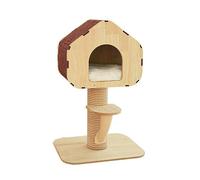 Arbre À Chat en Bois avec Niche Et Griffoir Intégrés, Idéal pour Les Chats Seuls.