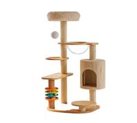 Arbre à Chat en Bois Massif de 116 cm avec Capsule Spatiale et poteaux en sisal