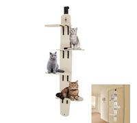 Arbre à chat en bois, montage sur porte, étagères murales polyvalentes à 4 niveaux, échelle pour chat, escalade pour chats d'intérieur, 56 x 26 x 170 cm