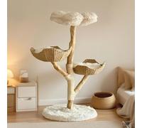 Arbre à chat en bois - Niche moderne avec griffoirs et paniers confortables, idéal pour les chats d'intérieur, construction robuste en bois massif