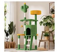 Arbre à Chat en Forme de Cactus avec Tour en Forme de Capsule Spatiale Arbres à Chat à Plusieurs Niveaux avec Poteaux à Griffer en Sisal Comprend Un Lit pour Chat et Une Échelle d'escalade