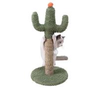 Arbre à Chat en Forme de Cactus - griffoir Vert - Griffoir pour Chaton Naturel en Tissu Doux - avec Boule Interactive pour Toutes Les Races intérieures
