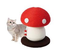 Arbre à chat en forme de champignon, corde en sisal avec mini jouets suspendus pour chat en forme de champignon - (34 x 28 cm)