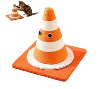 Arbre à chat en forme de cône de signalisation avec poignée en sisal naturel et base de tapis souple, mât durable pour chat d'intérieur, chaton et protection des meubles (orange)