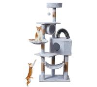 Arbre à chat en forme de tour pour chats d'intérieur - Maison à plusieurs niveaux avec griffoir, balle suspendue, hamac et centre d'activités pour un plaisir et un confort ultimes des félins