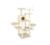 Arbre à chat en panneau de fibres avec griffoir sisal 165 cm beige