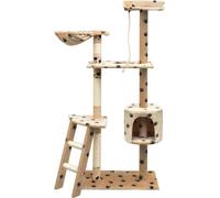 Arbre à chat en sisal 150 cm Beige avec impression pattes