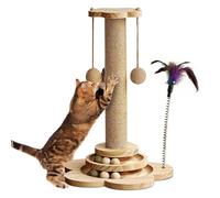 Arbre à chat en sisal naturel - Grattoir robuste pour petits chats d'intérieur - Jouet pour chaton avec griffoirs, plateforme de jeu et jouets - Assemblage facile - Design peu encombrant (45 cm de