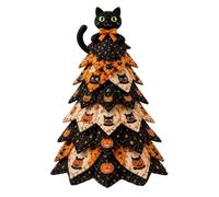 Arbre à chat en tissu 3D rembourré doux épais noir pour Halloween | Projet de couture fait à la main pour adultes, amoureux des chats, familles, enfants et