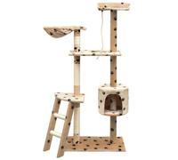 Arbre À Chat Et Griffoir Sisal 150 Cm Empreintes De Pattes Beige