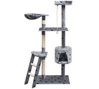 Arbre À Chat Et Griffoir Sisal 150 Cm Empreintes De Pattes Gris