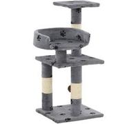 Arbre à chat et griffoir Sisal 65 cm Empreintes de pattes Gris Gris avec empreinte de patte G