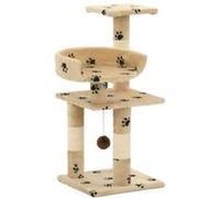 Arbre à chat et griffoirs en sisal 65 cm Beige Motif de pattes Beige avec empreinte de patte G