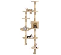 Arbre à Chat et Griffoirs en Sisal Beige et Marron Montage Mural vidaXL