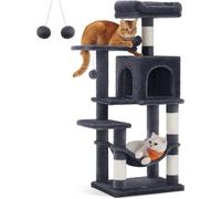 Arbre à chat Feandrea, hauteur 112 cm, arbre à chat, maison pour chat à plusieurs étages, avec 4 arbres à chat, 2 plateformes, hamac, grotte,