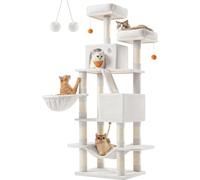 Arbre à chat Feandrea Large 168 cm de haut L arbre à chat avec 13 griffoirs, 2 plateformes, 2 grottes, panier, hamac, boules en peluche,