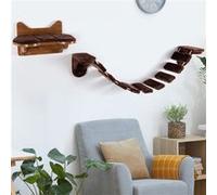 COSTWAY Arbre à Chat Mur d'Escalade pour Chat à 9 Étapes Couchage Peluche 123 x 20 x 17 CM en Bois Charge 10KG Espace d'Activités