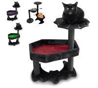 Arbre à Chat Gothique en Forme de Cercueil - Tour avec Lit et Griffoir en Sisal pour Halloween - Petite Taille, Noir et Rouge